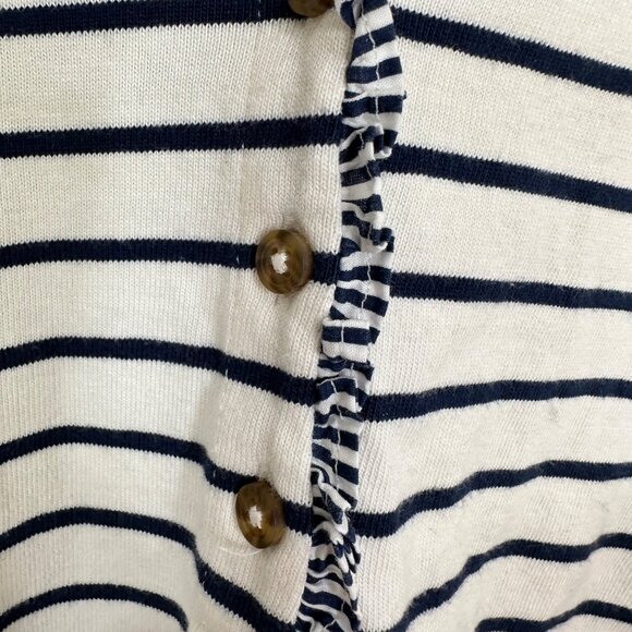 J.Crew Striped Henley Black Striped Preppy Nautical Ruffles Women's Size Small - Picture 6 of 10